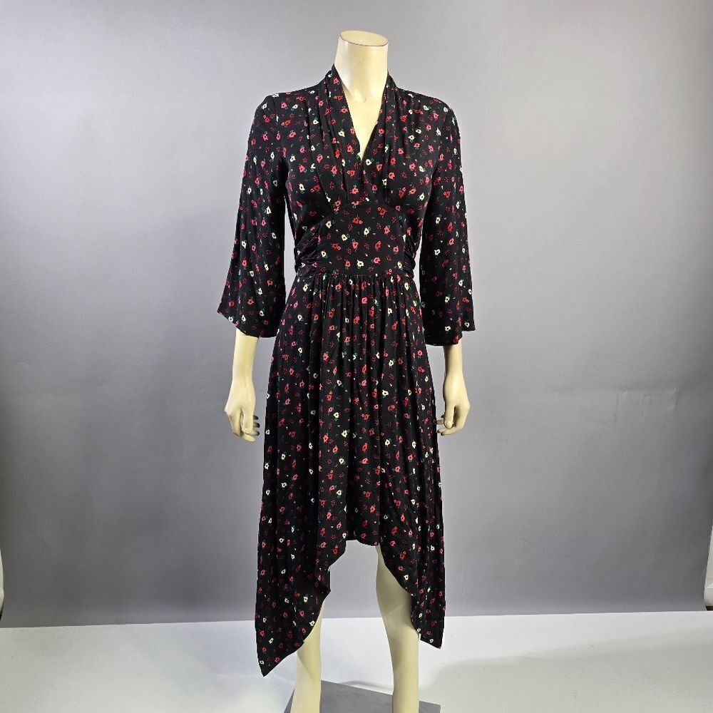ba&sh Xs Black and White Asymmetrical Wrap Dress R9
